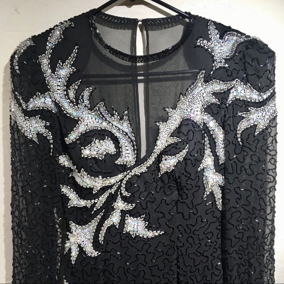 Vintage Hand Beaded Silk Dress - Picture 3 of 6